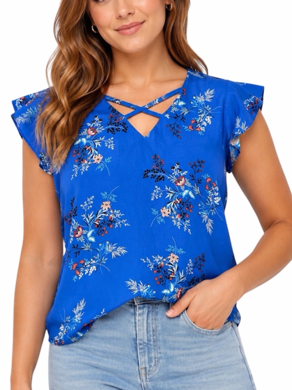 Floral V-Neck Women's Top